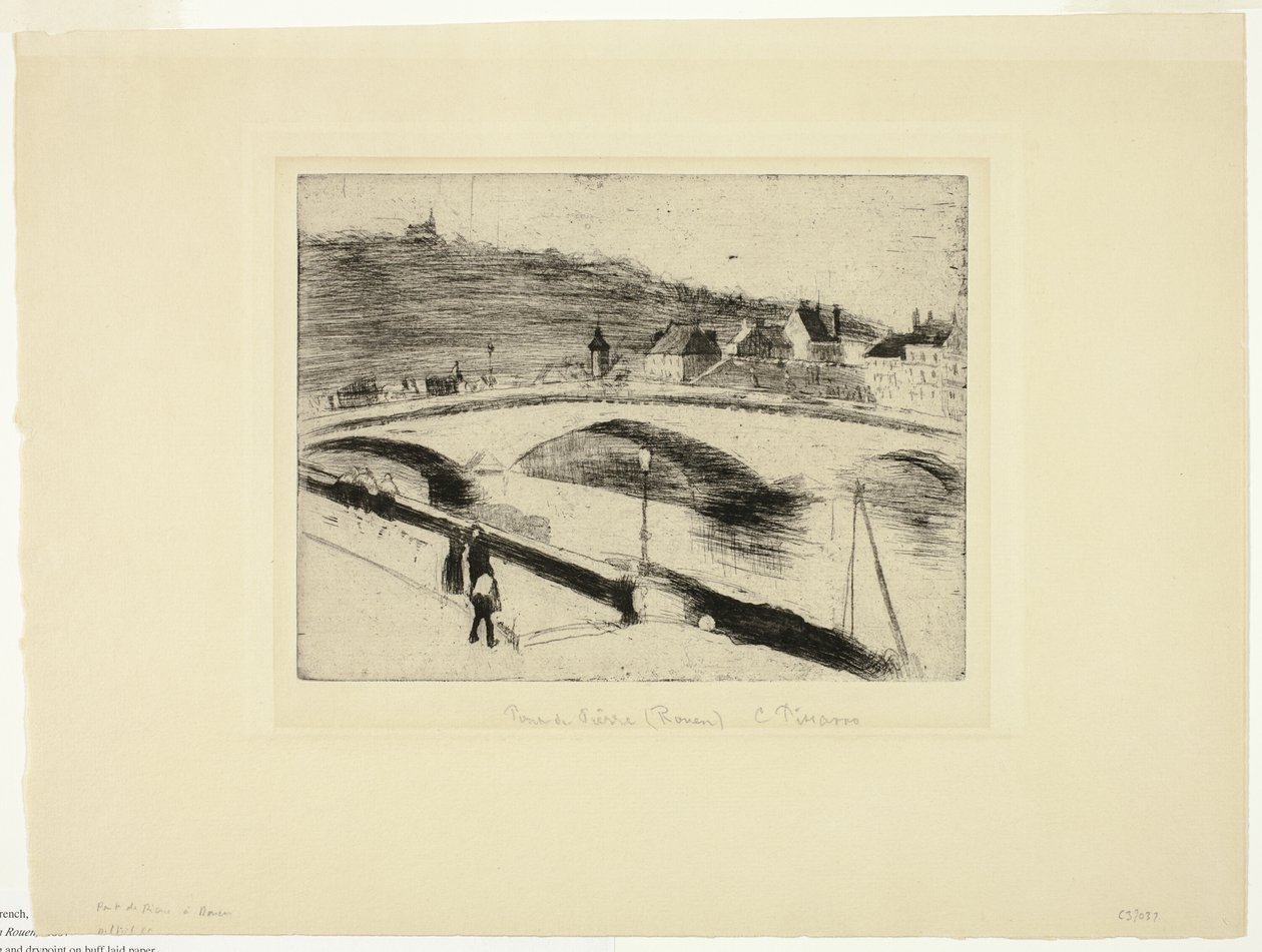 El Puente de Piedra en Rouen de Camille Pissarro