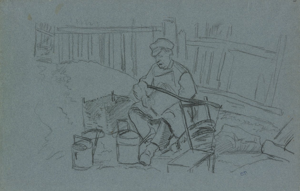Juguetear con sus herramientas de Camille Pissarro