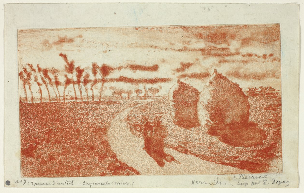 Crepúsculo con pajares de Camille Pissarro