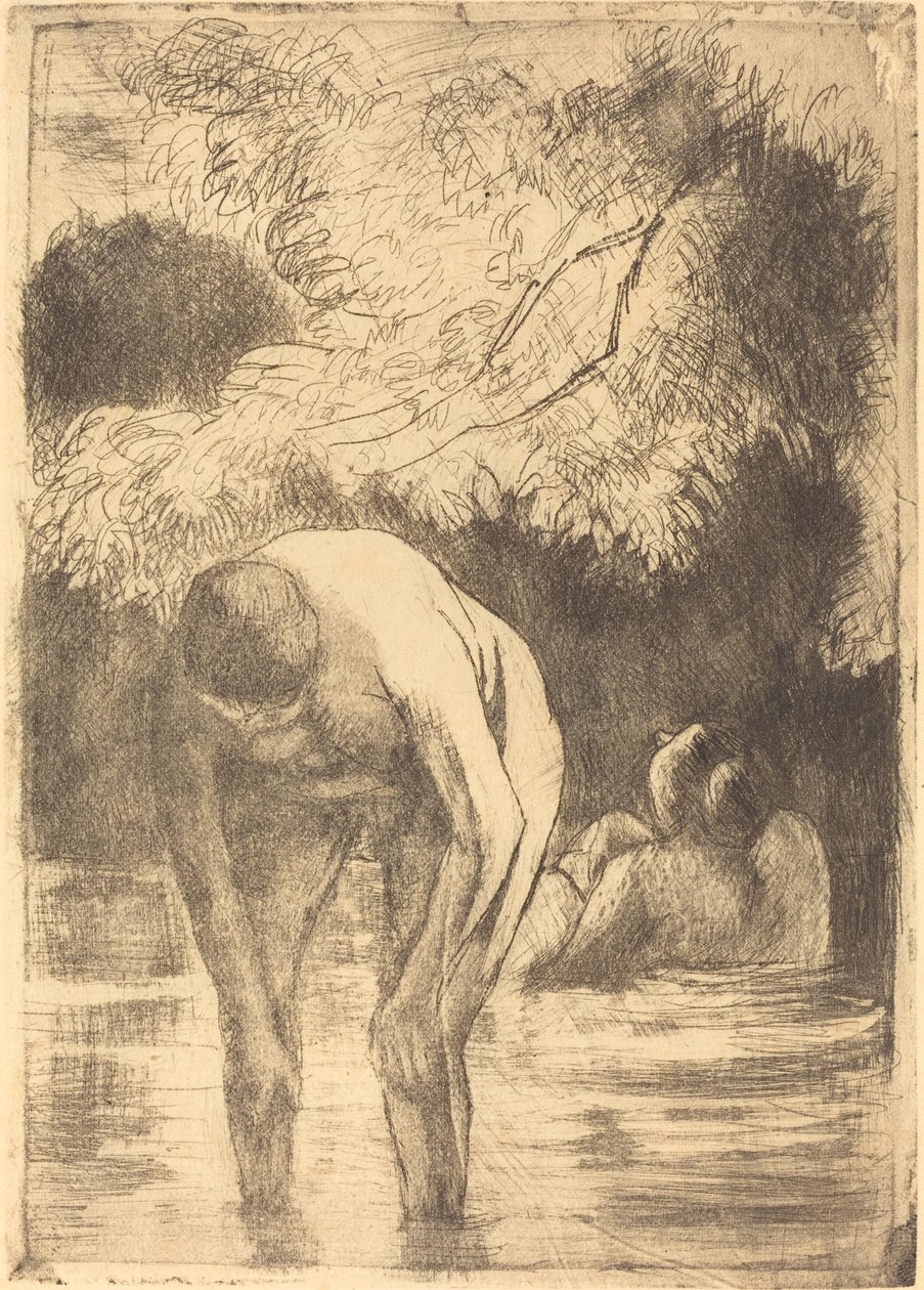 Dos mujeres bañándose de Camille Pissarro