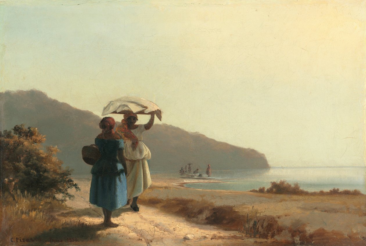 Dos mujeres charlando junto al mar, St. Thomas de Camille Pissarro
