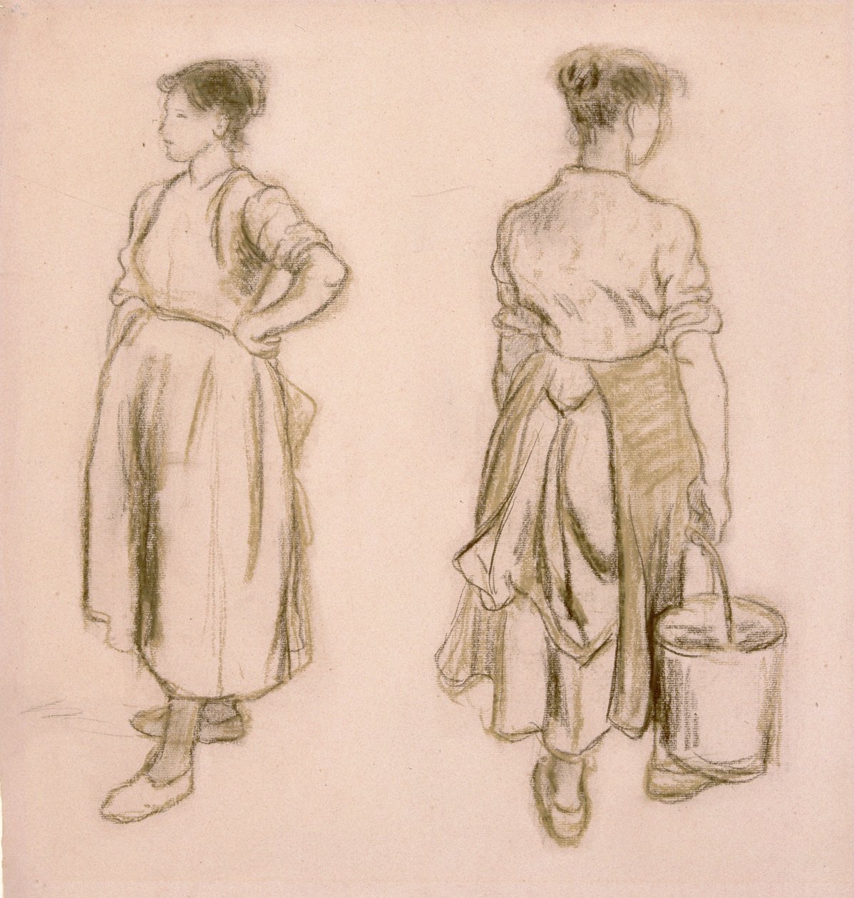 Dos estudios de una niña de Camille Pissarro