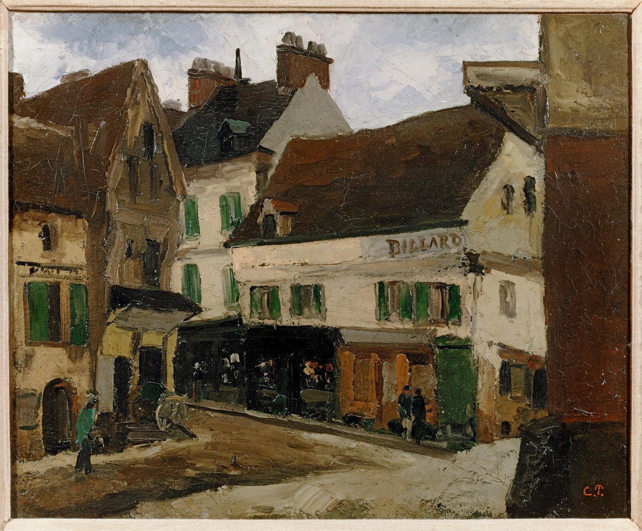 Une place a la Roche-Guyon - plaza en La Roche-Guyon ... (pintura sobre lienzo) de Camille Pissarro