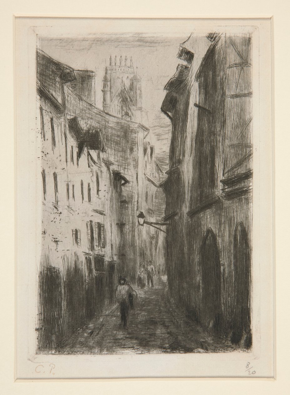 Una calle ? Rouen (Rue des Arpents) [Una calle en Rouen (Rue des Arpents)] de Camille Pissarro