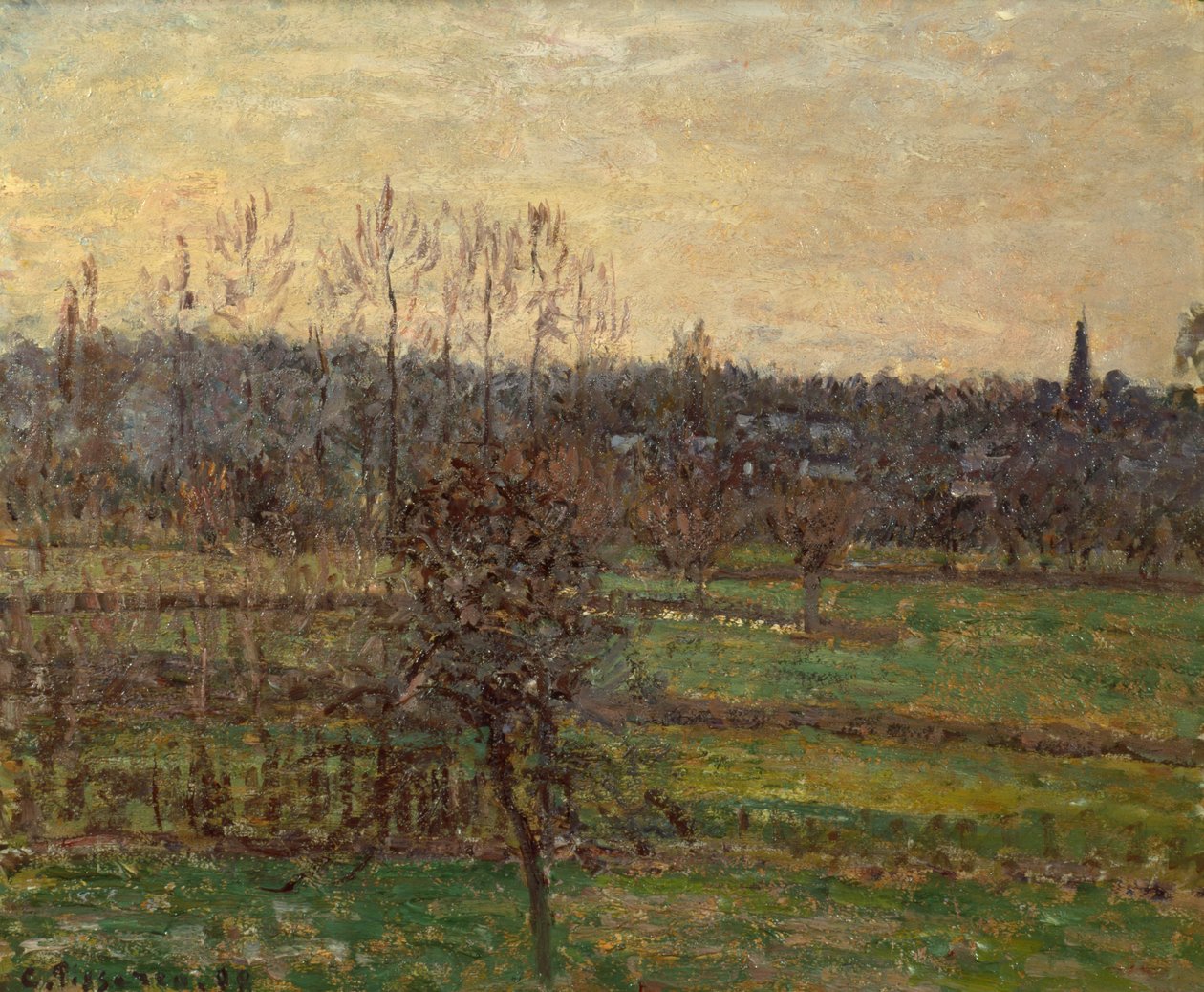 Vista de Bazincourt, Invierno de Camille Pissarro