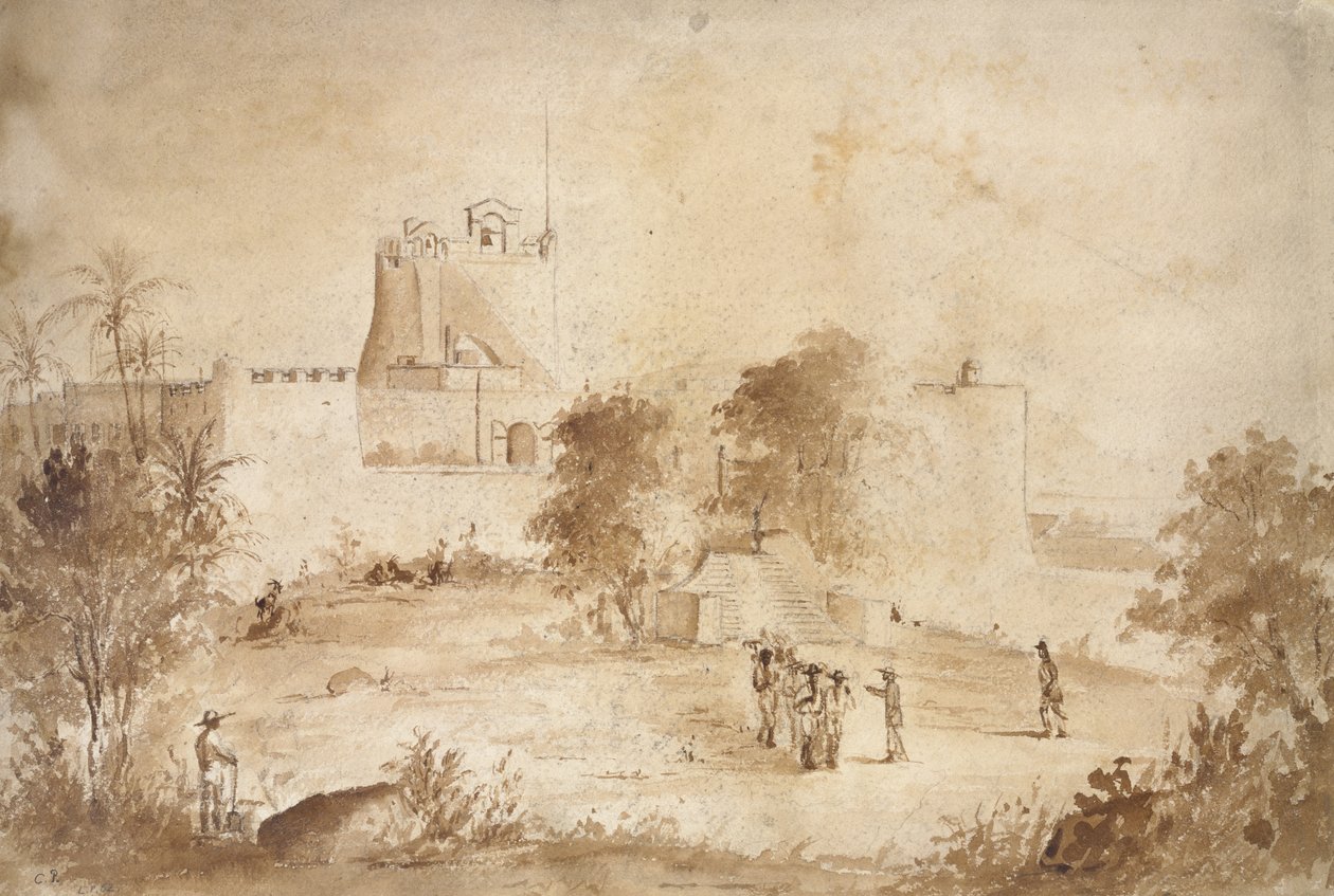 Vista de una fortaleza militar, Christiansfort, Charlotte Amalie, St Thomas, Indias Occidentales de Camille Jacob Pissarro