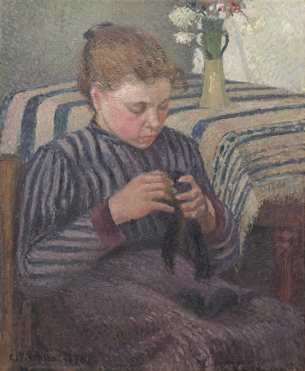 Mujer remendando de Camille Pissarro