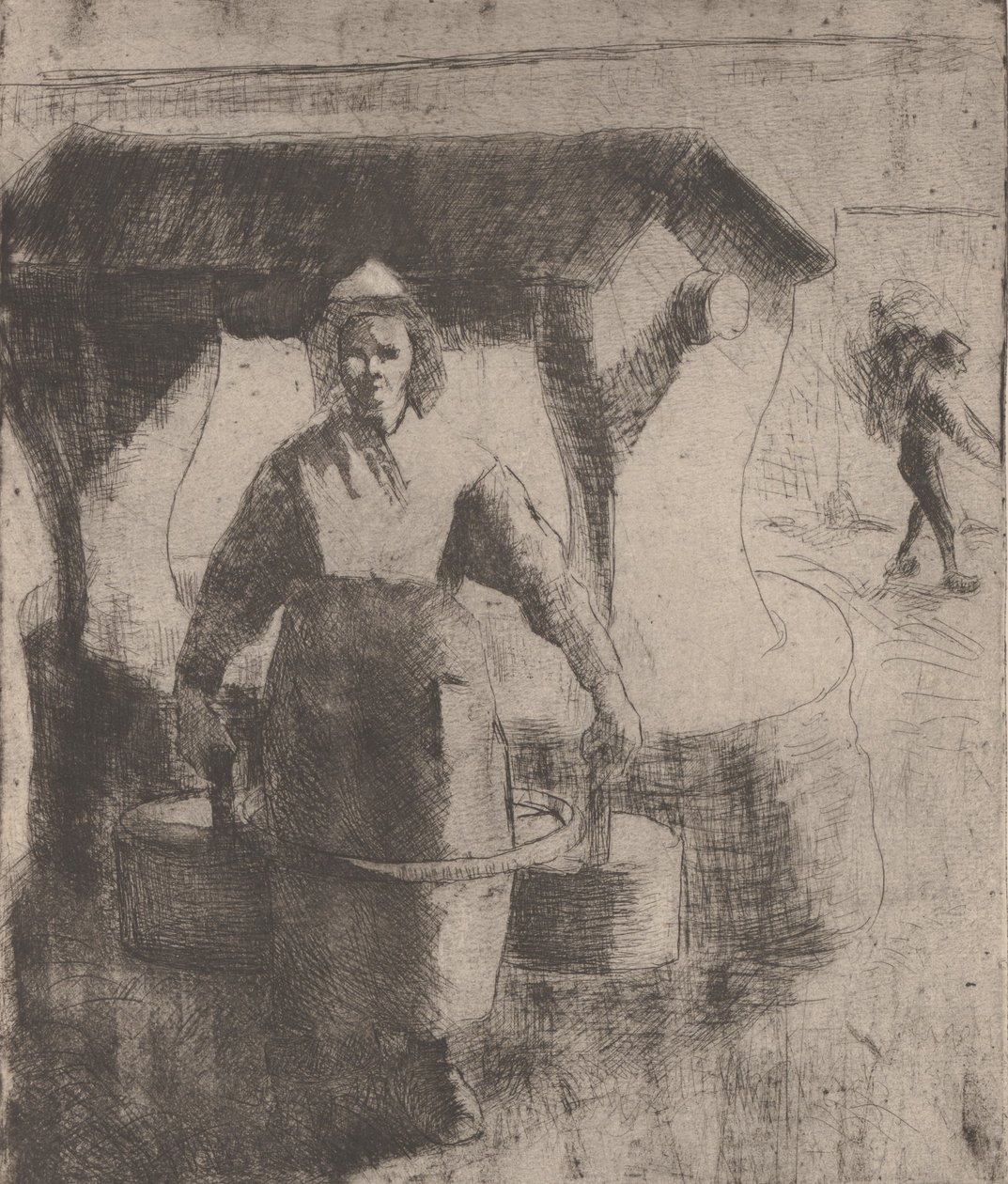 Mujer en un Pozo, 1891 de Camille Pissarro
