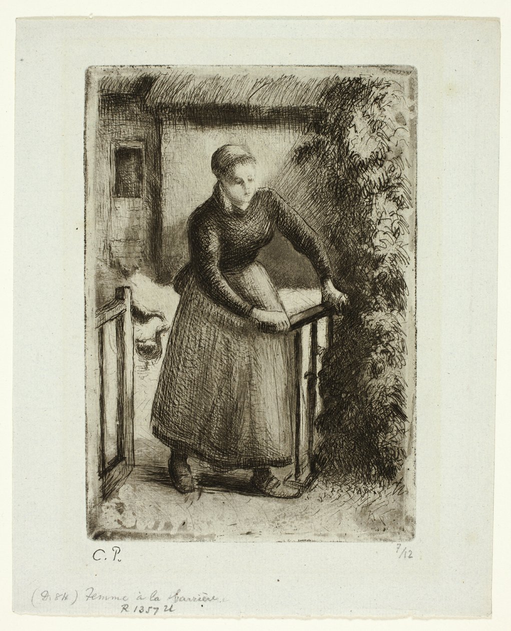 Mujer en la Puerta de Camille Pissarro
