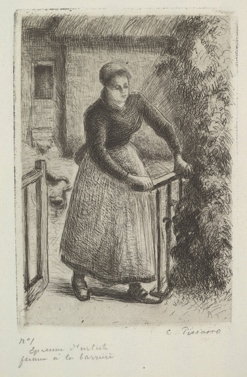 Mujer en la puerta, 1889 de Camille Jacob Pissarro