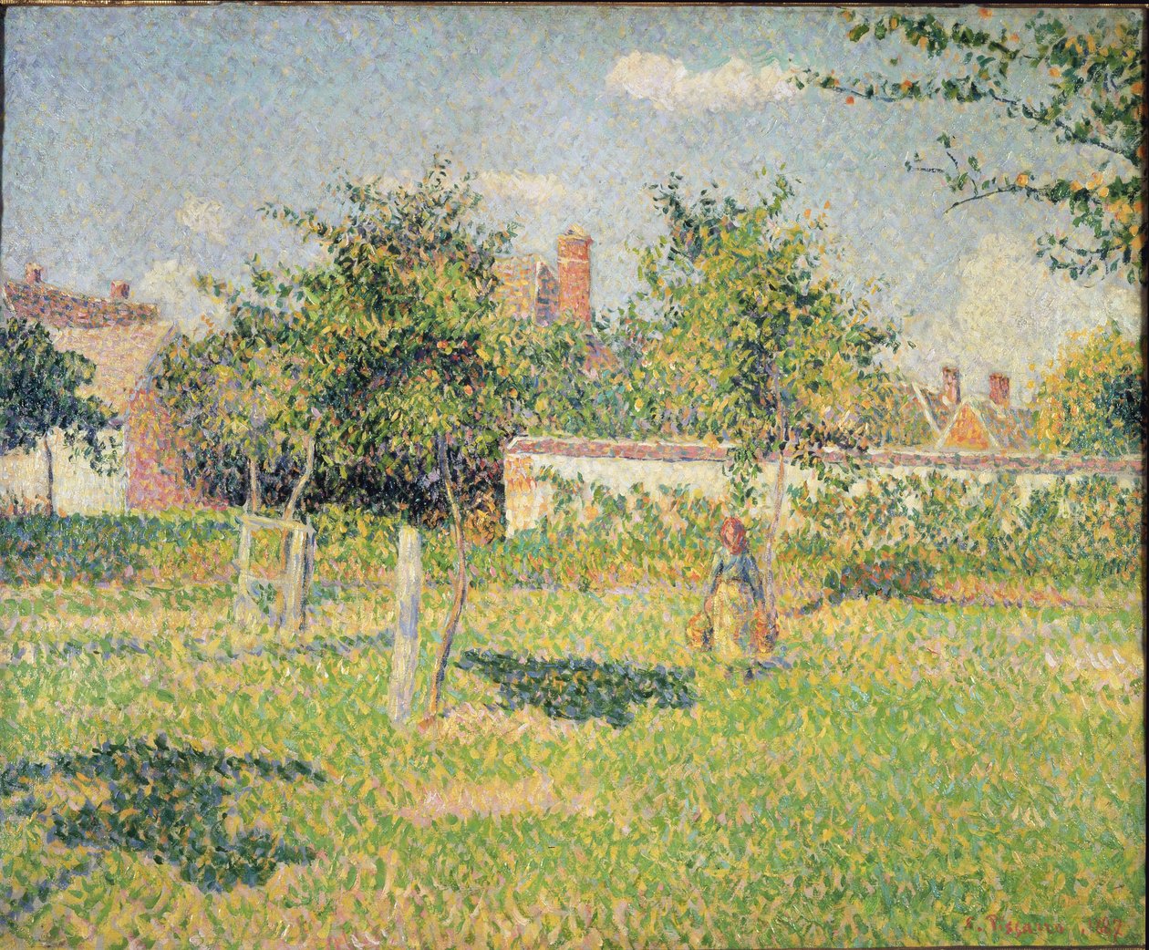 Mujer en un prado en Eragny de Camille Jacob Pissarro