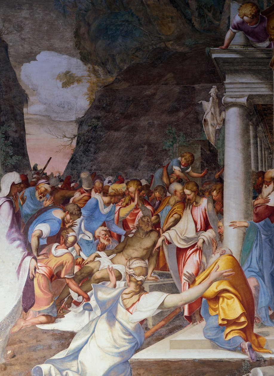 Resurrección de Lázaro, fresco de Camillo Boccaccino (1501-1546), Iglesia de San Sigismondo, Cremona, Lombardía, Italia de Camillo Boccaccino