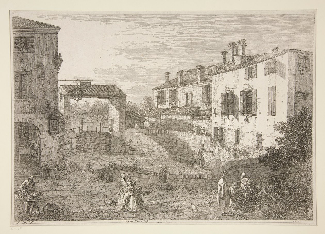 Le Porte del Dolo (Las cerraduras de Dolo), de la serie Vedute (Vistas) de Canaletto (Giovanni Antonio Canal)