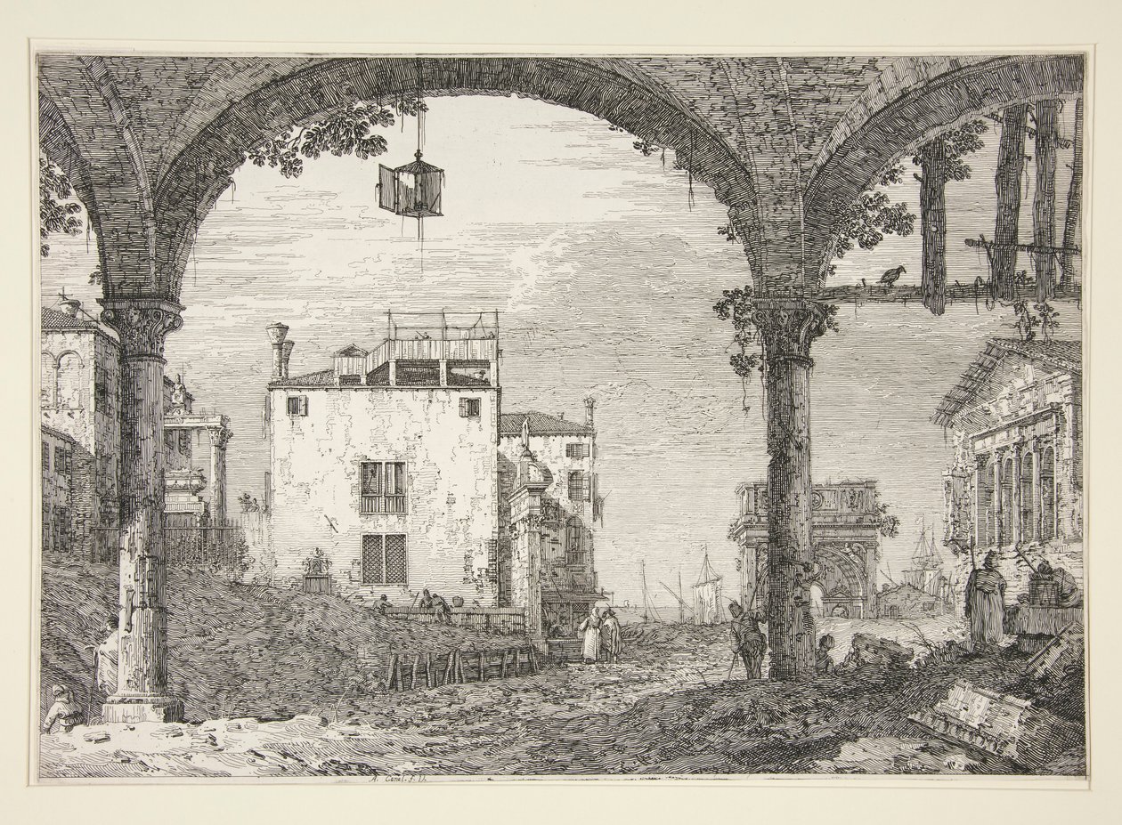 Le Portique a la Lanterne (El pórtico de la linterna), de la serie Vedute (Vistas) de Canaletto (Giovanni Antonio Canal)