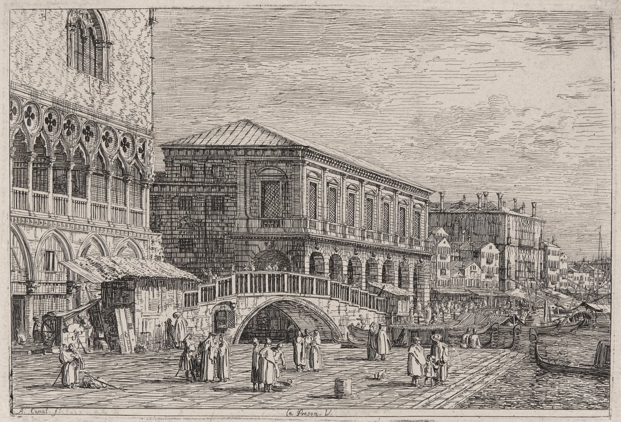 Le Preston. V. (La Prisión, Venecia]), de la serie Vedute (Vistas) de Canaletto (Giovanni Antonio Canal)