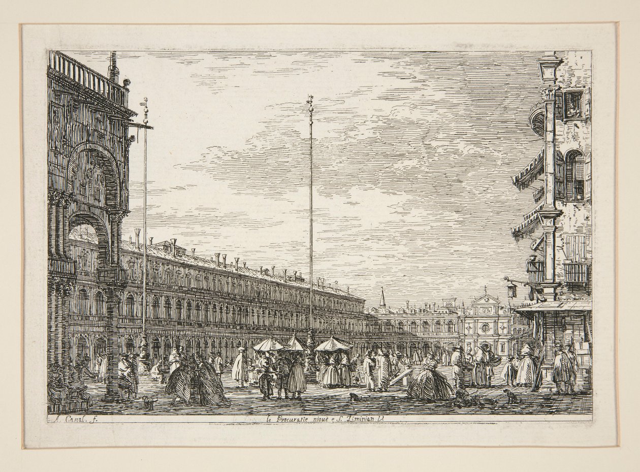 Le Procuratie Nuove e S. Ziminian V. (La Procuratic Nuove y la Iglesia de San Geminiano, Venecia), de la serie Vedute (Vistas) de Canaletto (Giovanni Antonio Canal)