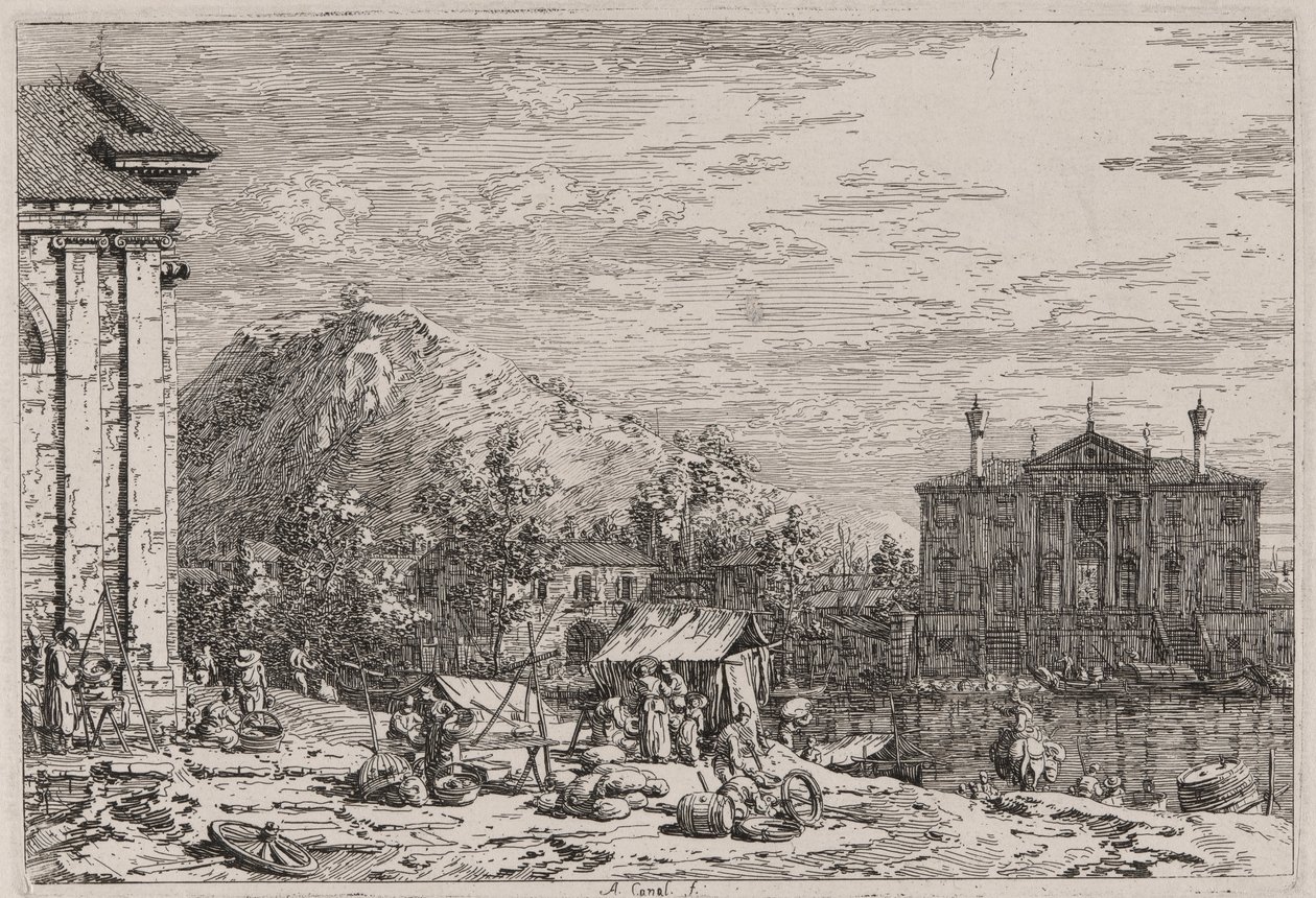 El mercado de Dolo, de la serie Vedute (Vistas) de Canaletto (Giovanni Antonio Canal)
