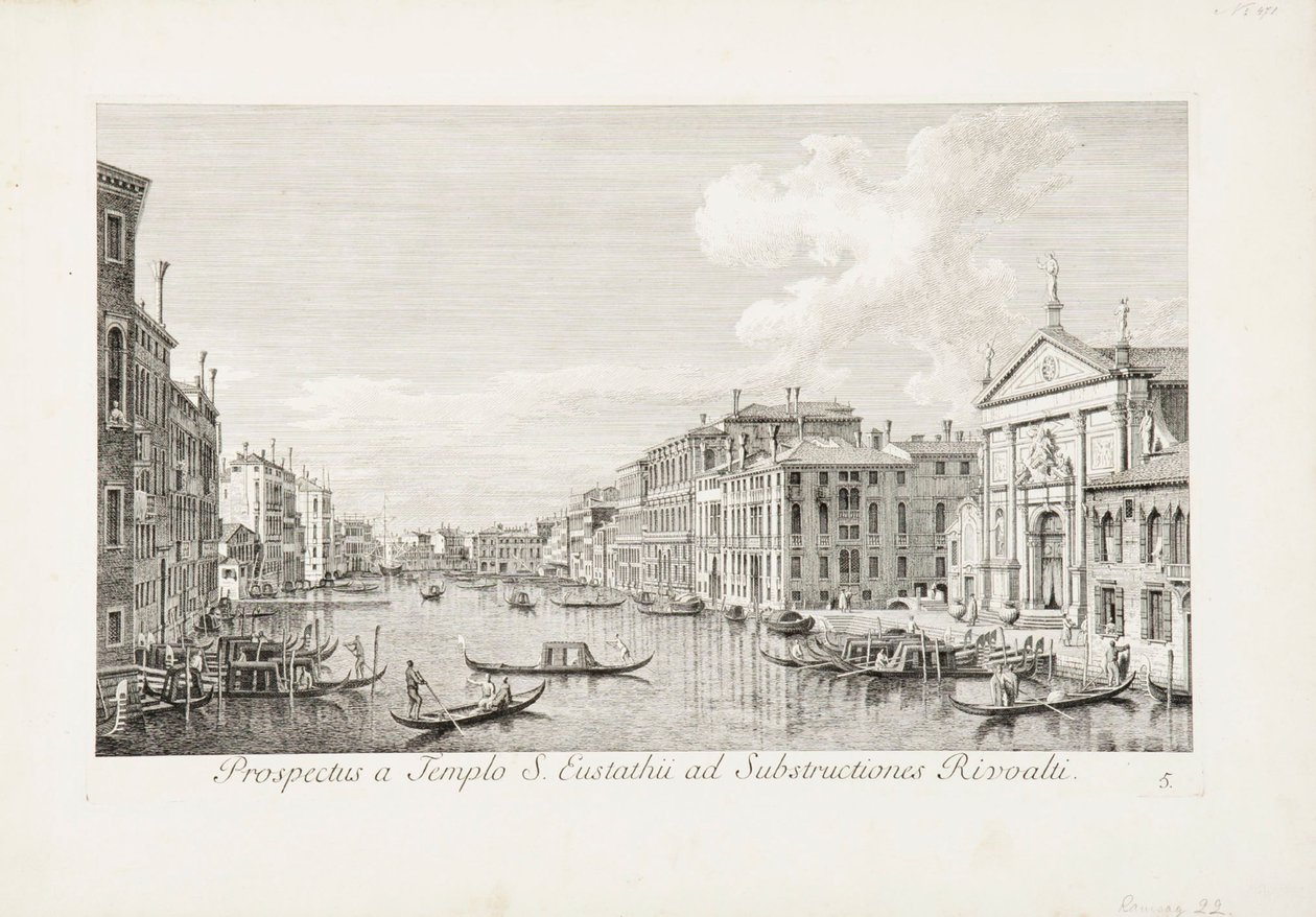 Una vista desde San Eustaquio hacia Rialto de Canaletto