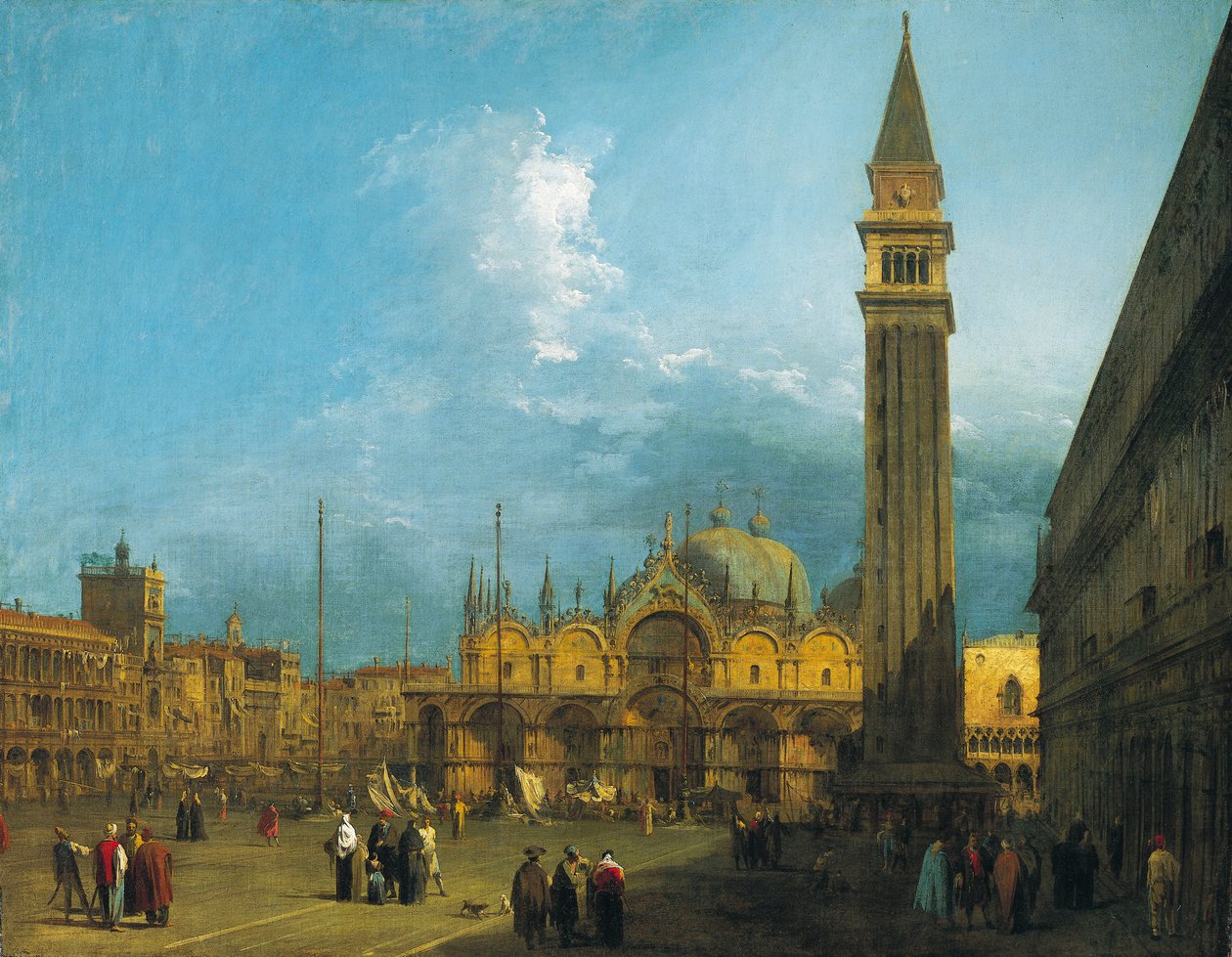 Canaletto - Plaza de San Marcos mirando al este hacia la Basílica y el Campanile c.1723-4 de Canaletto