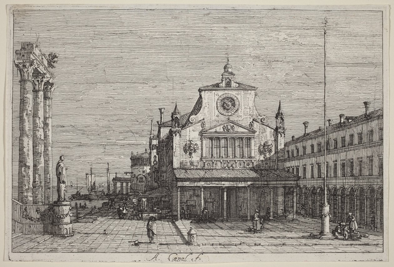 Vista imaginaria de San Giacomo di Rialto de Canaletto