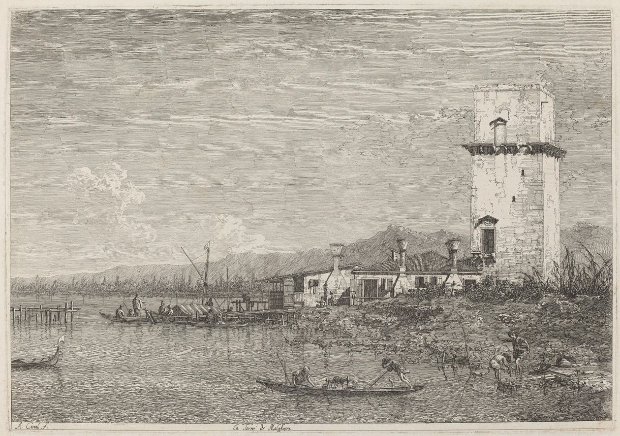 La Torre de Malghera, c. 1735-1746 de Canaletto