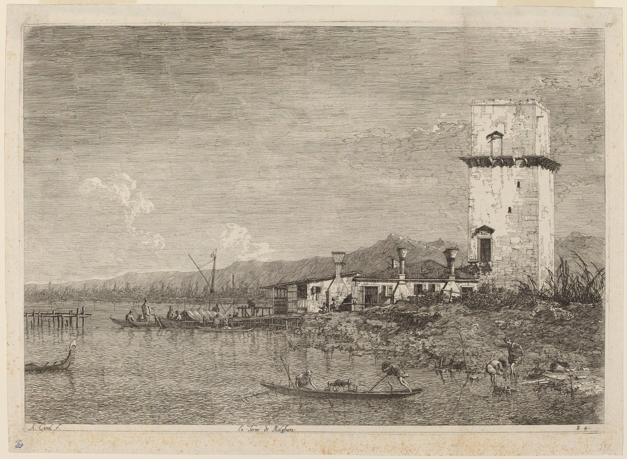 La Torre de Malghera, c. 1735-1746 de Canaletto