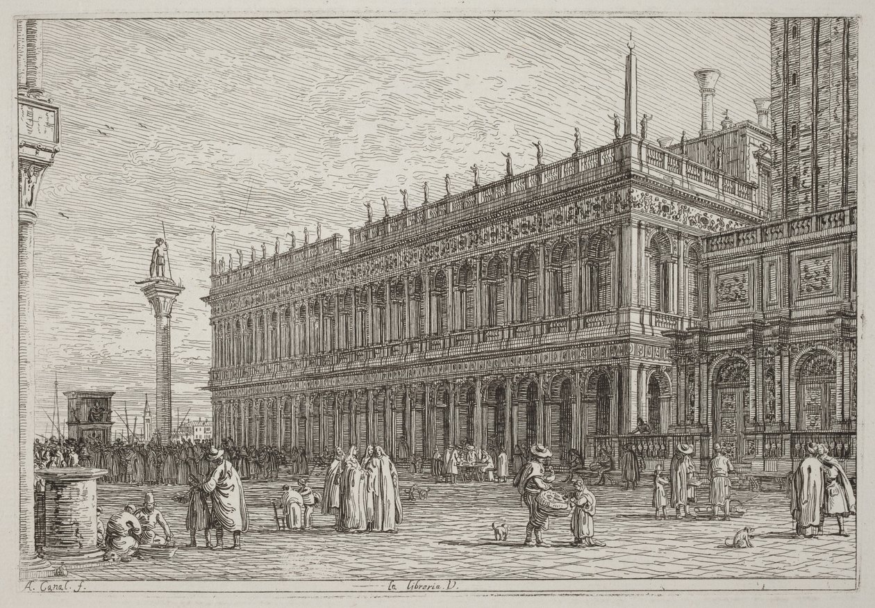 La librería. V. [arriba a la izquierda] de Canaletto