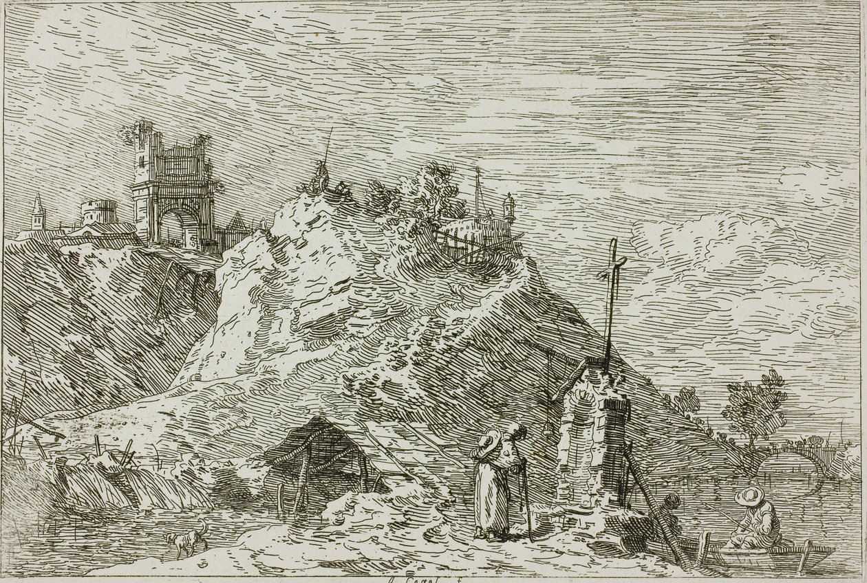 Paisaje con el peregrino en oración, de Vedute de Canaletto
