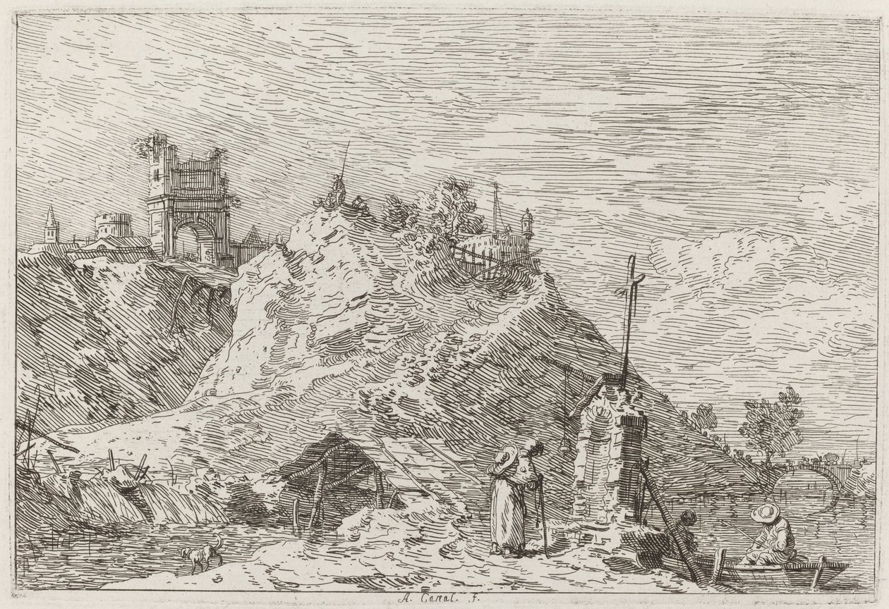 Paisaje con el Peregrino en Oración de Canaletto