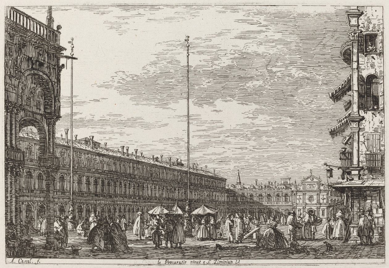 Le Procuratie niove e S. Ziminian V. [arriba a la derecha], c. 1735-1746 de Canaletto