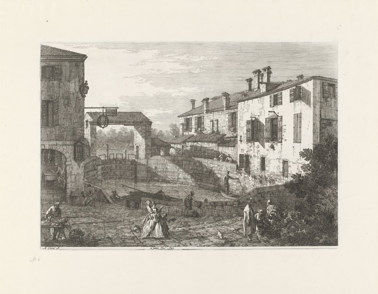 Le porte del Dolo (título sobre objeto) Rostros en lugares existentes e inventados (título de la serie) Vedute altre prese da i Luoghi altre ideate da Antonio Canal (título de la serie) de Canaletto