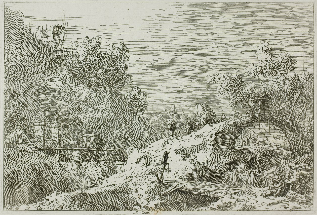 Paisaje de Montaña con Cinco Puentes, de Vedute de Canaletto