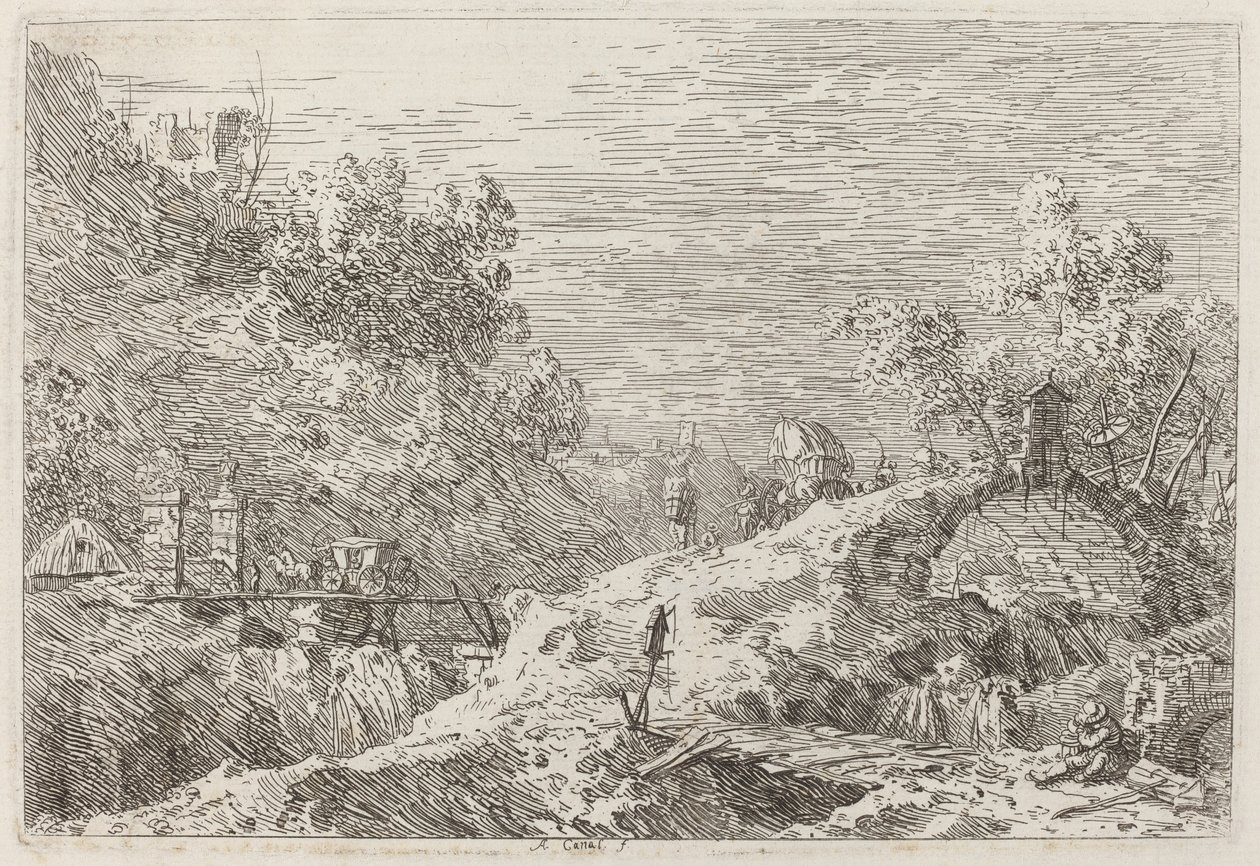 Paisaje de Montaña con Cinco Puentes de Canaletto