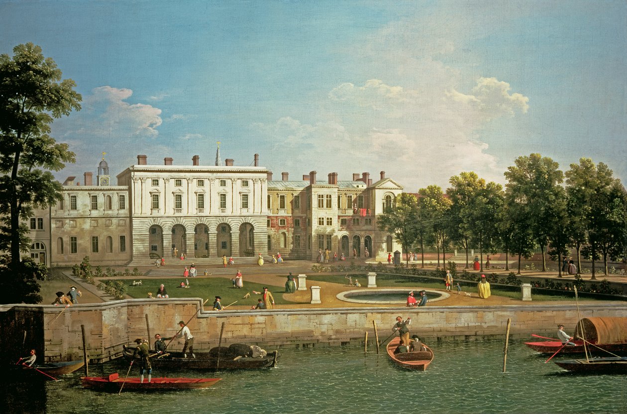 Antigua Casa Somerset desde el Río Támesis, c.1746-50 de Giovanni Antonio Canal