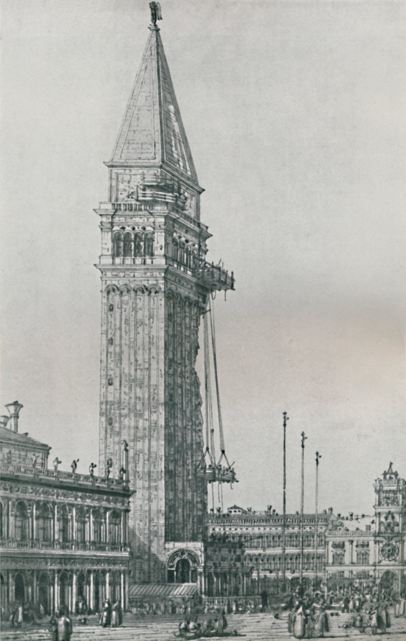 Reparando el Campanile, 1746-1756, 1925 de Giovanni Antonio Canal