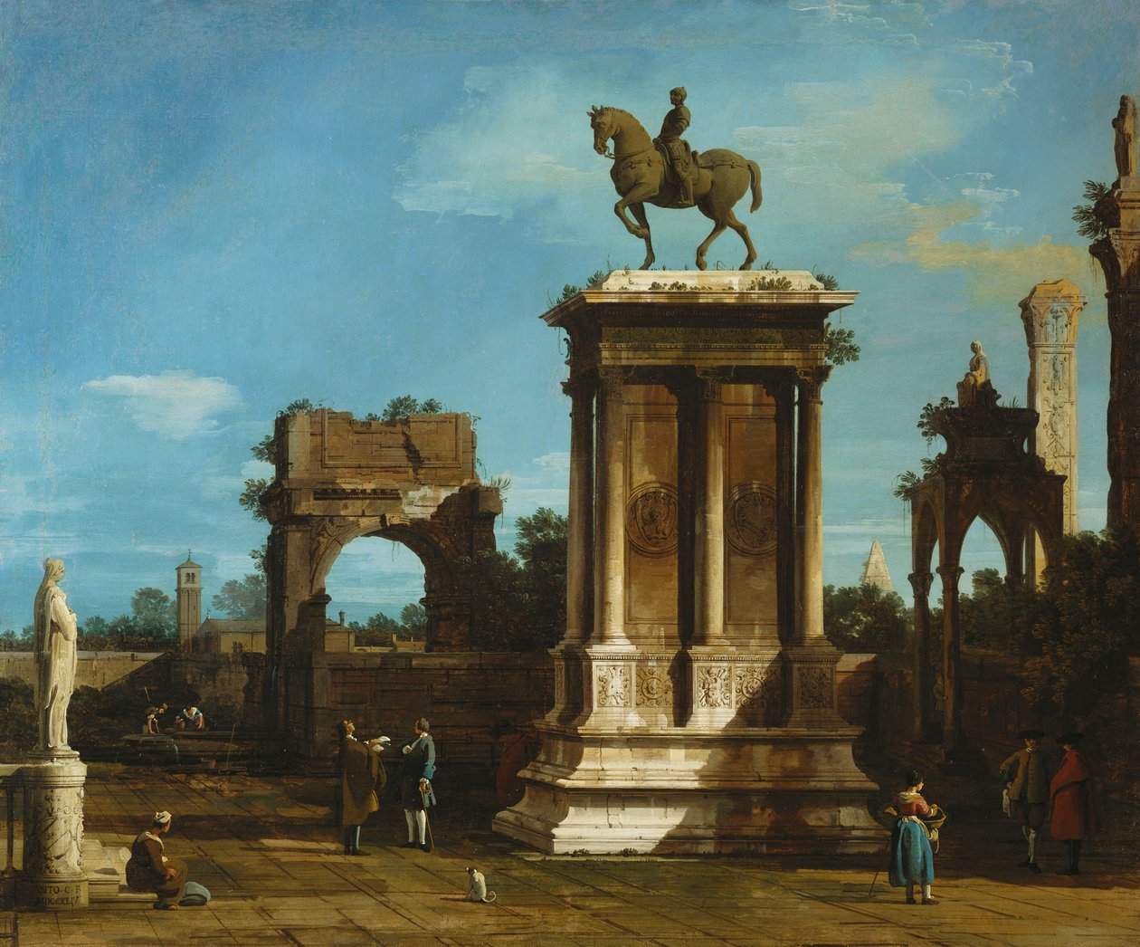 El monumento Colleoni en un entorno de Capricho de Canaletto