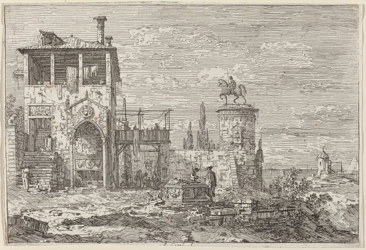 El Monumento Ecuestre, c. 1735-1746 de Canaletto