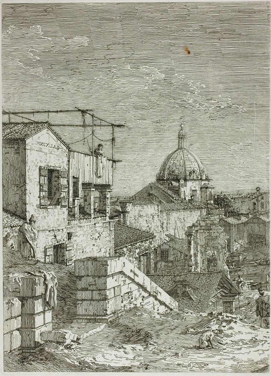 La casa con la inscripción y La casa con el peristilo, de Vedute de Canaletto