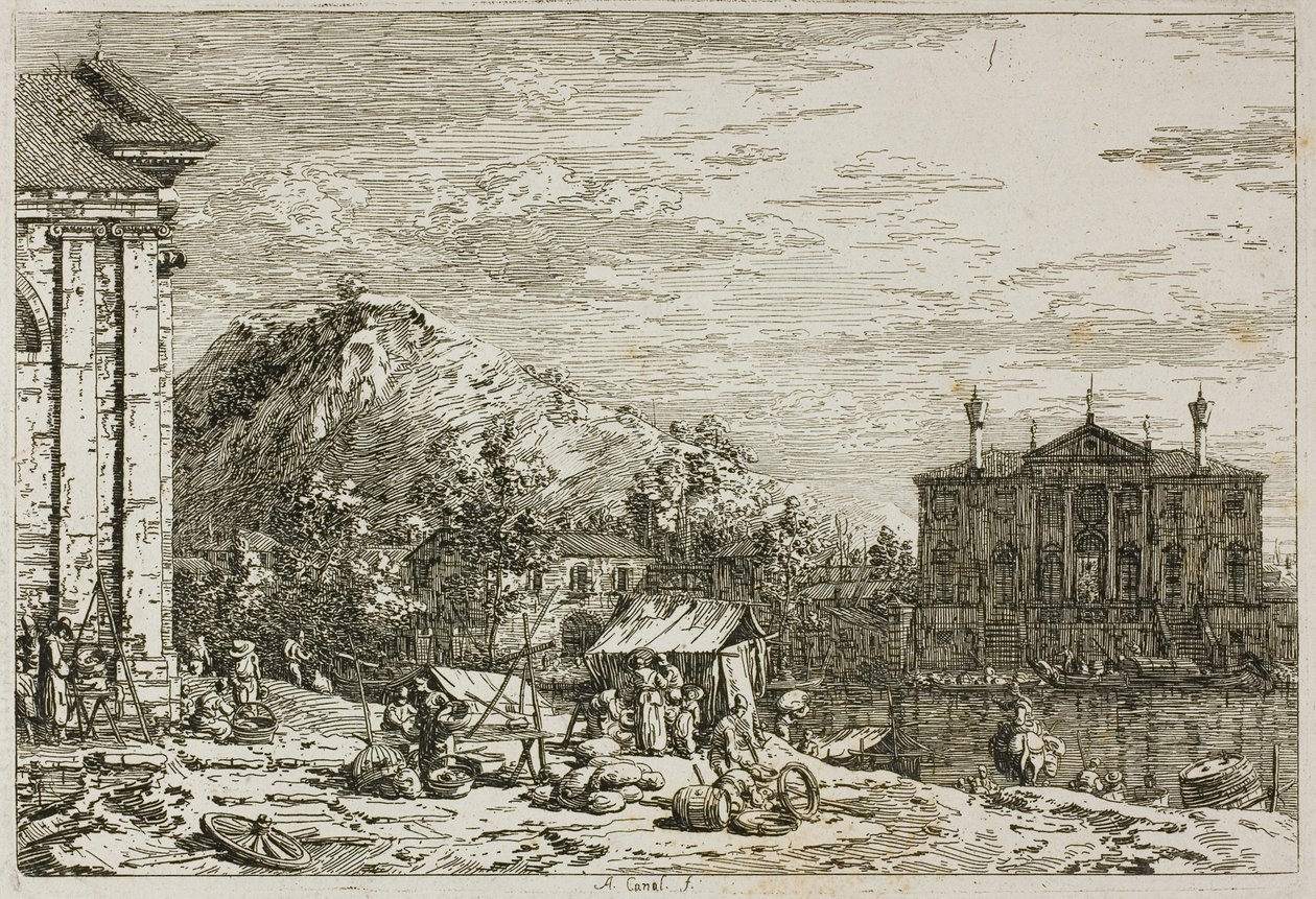 El mercado en Dolo, de Vedute de Canaletto