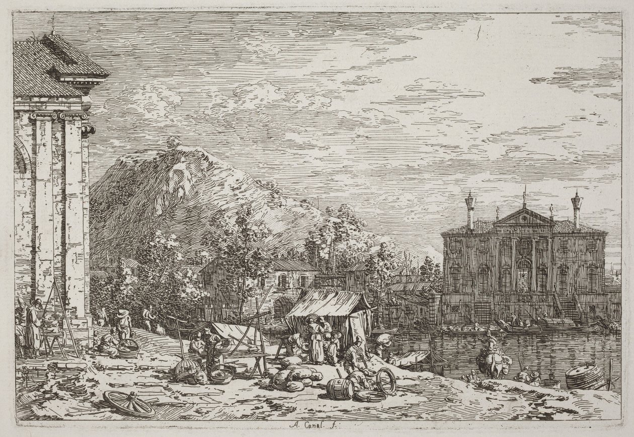 El mercado de Dolo [abajo a la izquierda] de Canaletto