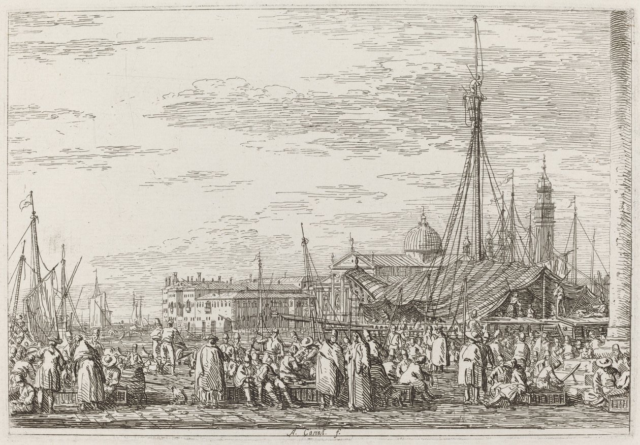 El mercado en el Molo [arriba a la izquierda], c. 1735-1746 de Canaletto