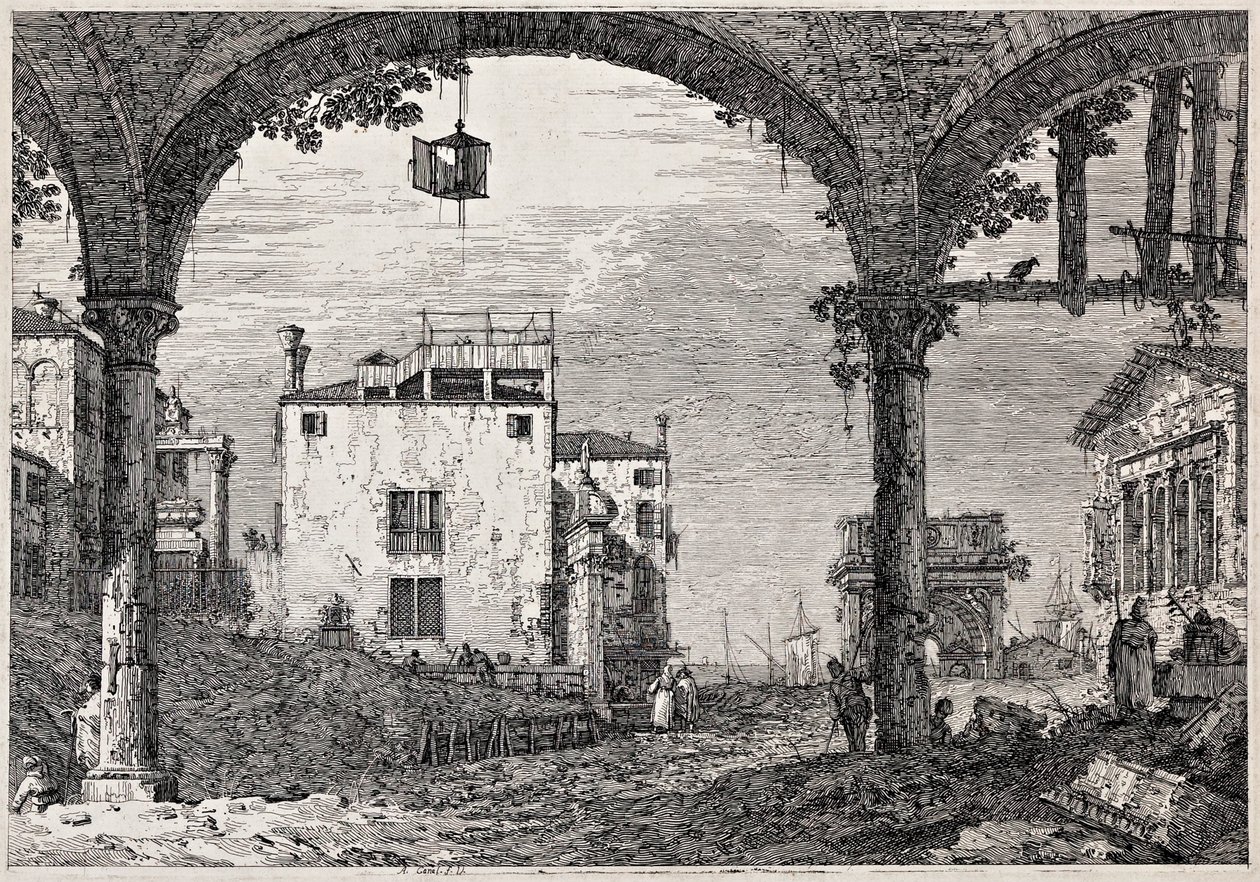 El pórtico con una linterna
de la serie «Vedute» (Paisajes) de Canaletto