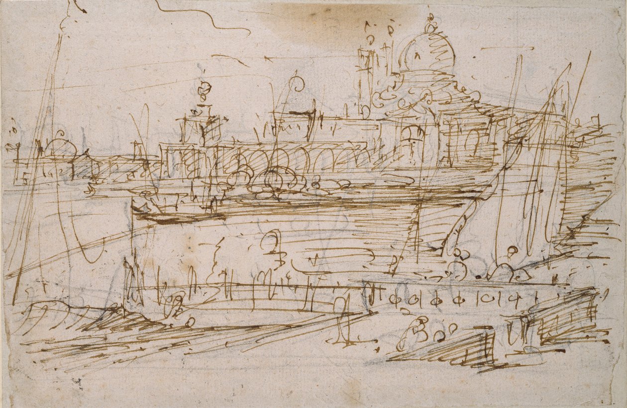 Venecia: La Dogana y S. Maria della Salute desde el Molo di Terranova, mediados del siglo XVIII de Canaletto