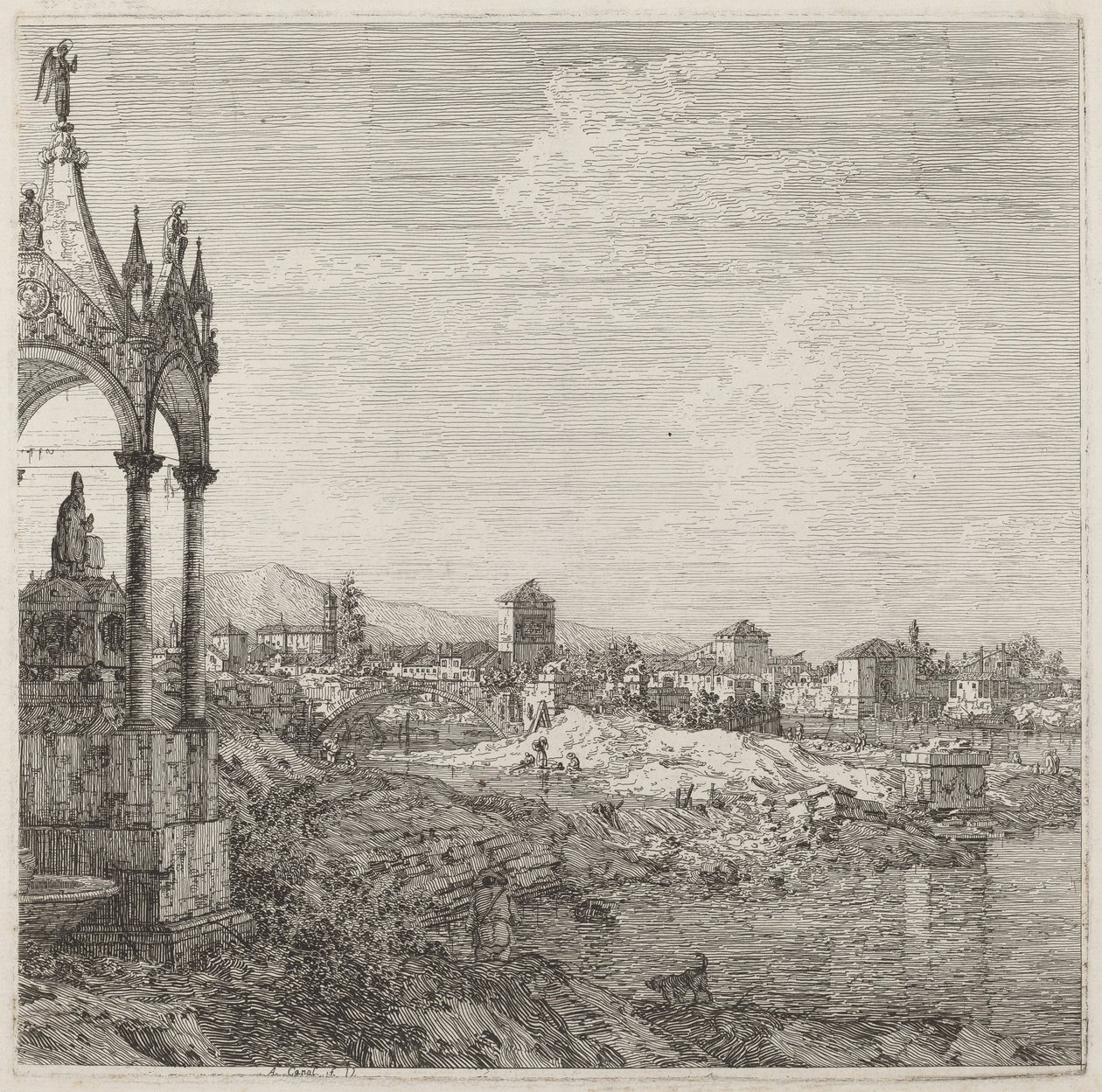 Vista de una Ciudad con la Tumba de un Obispo de Canaletto