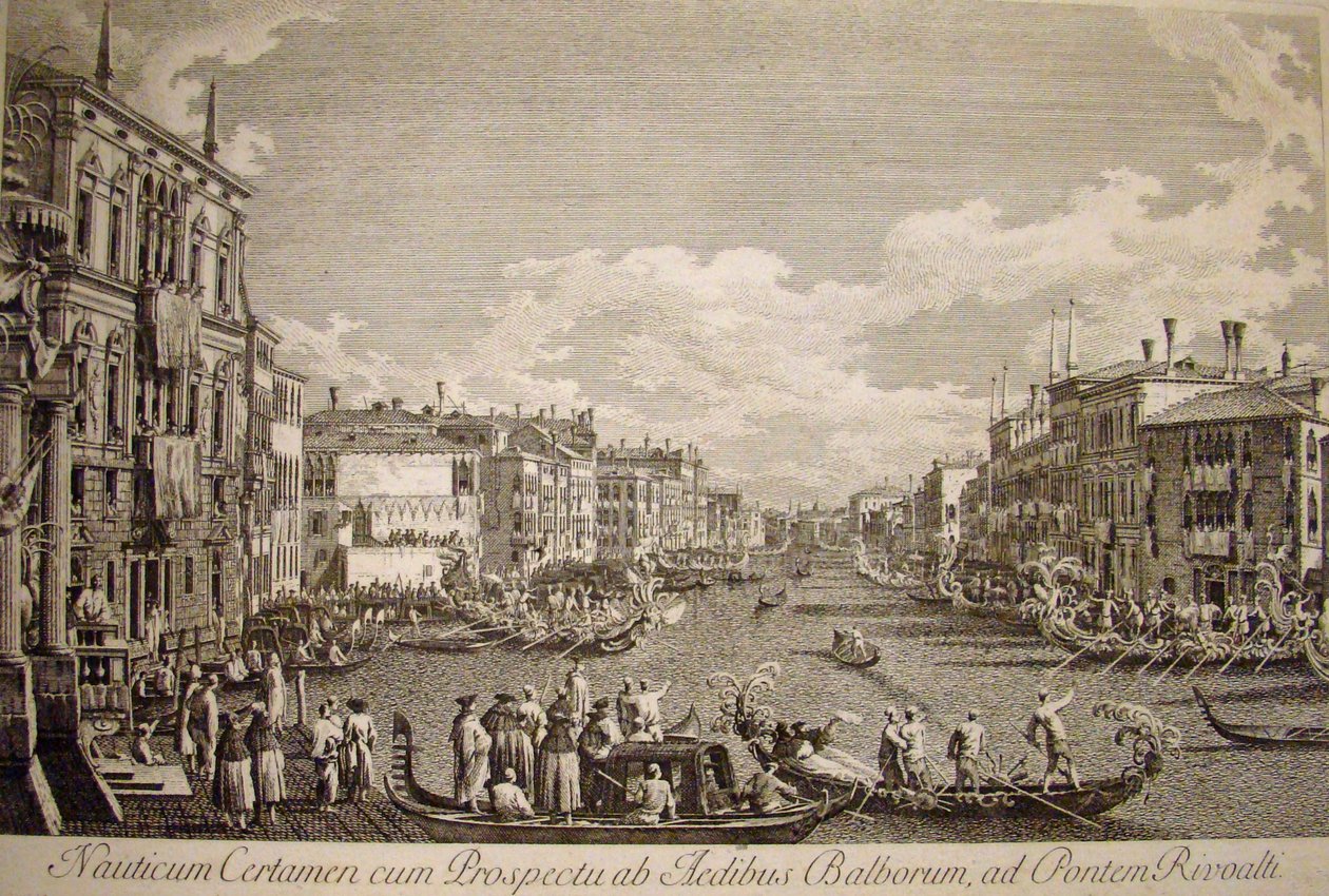 Fiesta del agua en el Gran Canal de Venecia. Palazzo Balbi, construido en el siglo XVI, en primer plano a la izquierda. de Canaletto