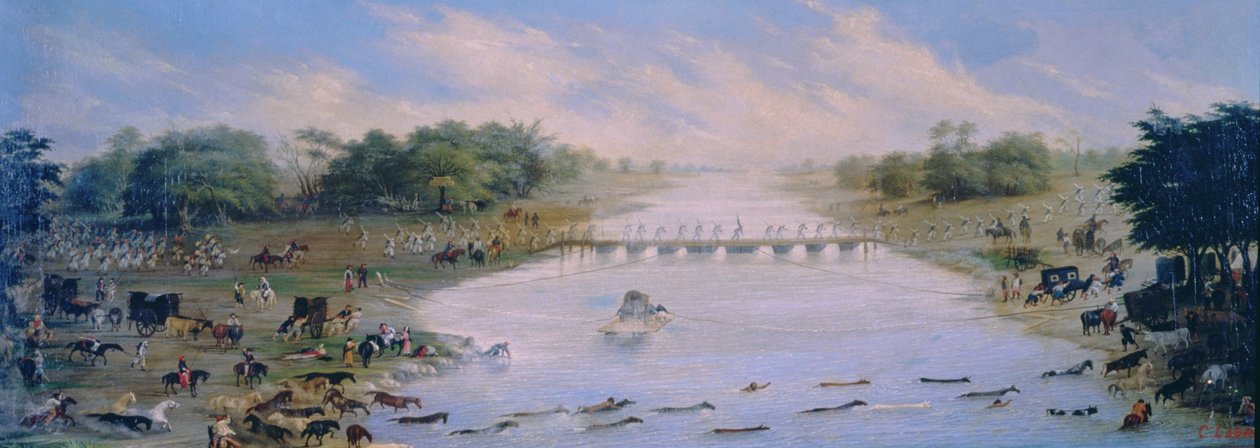 Cruzando el río Riachuelo, Buenos Aires, Argentina de Candido Lopez