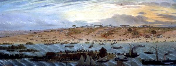 Embarcación de las tropas argentinas en el 
