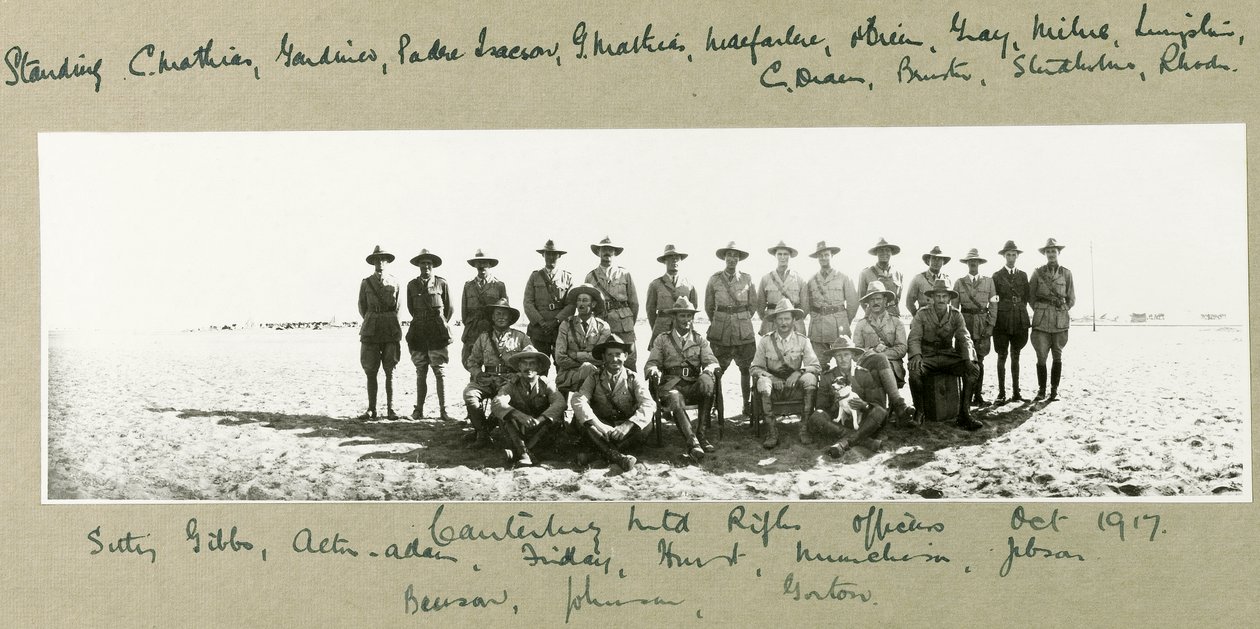 Oficiales de Rifles Montados de Canterbury, octubre 1917