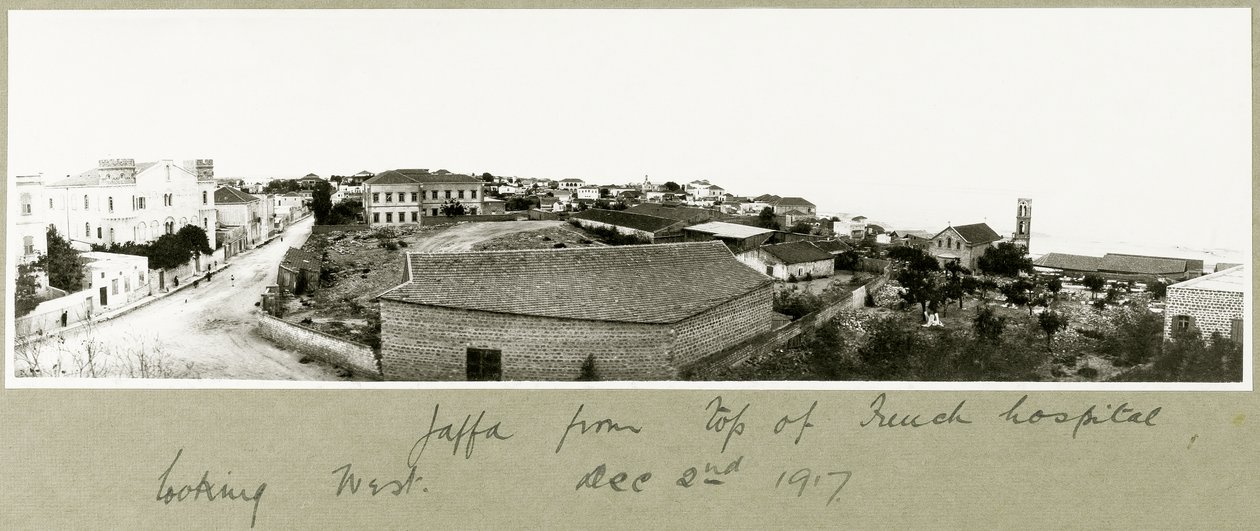 Jaffa desde la cima del hospital francés mirando al oeste, 2 de diciembre de 1917 de Capt. Arthur Rhodes