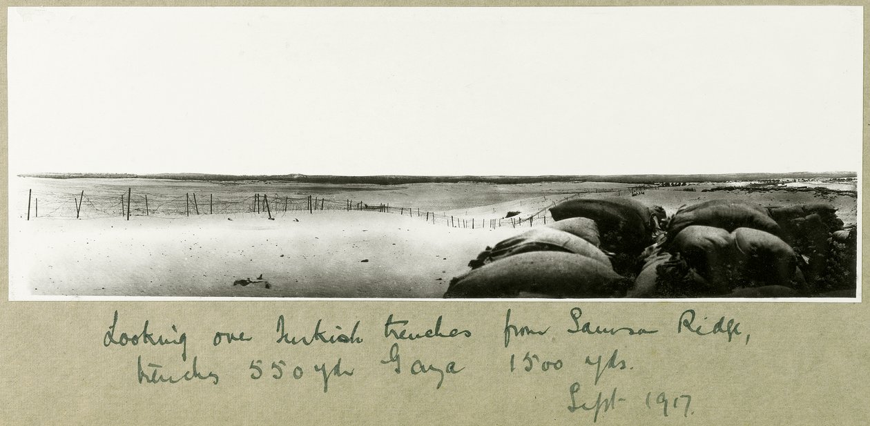 Mirando sobre las trincheras turcas desde Samson Ridge, septiembre de 1917 de Capt. Arthur Rhodes
